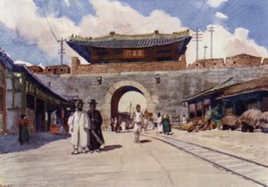 韓国の首都ソウルの玄関口の一つ (カラーリソ) 作： E.H. Fitchew