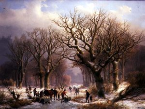 冬の風景（油彩・キャンバス） 作： E.J. and Klombeck J.B. Verboeckhoven