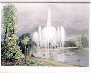 トーマス・マクレーンが出版したEnvilleの「The River Horse Fountain」(リトグラフ) 作： E. Adveno Brooke