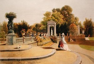 ザ・テラス、トレンサム・ホール・ガーデンズ（「The Gardens of England」より 作： E. Adveno Brooke