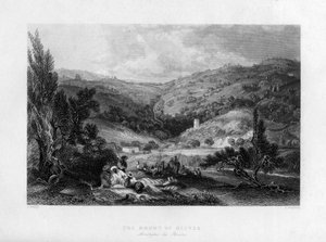 オリーブ山、イスラエル、1841年。 作： E Benjamin