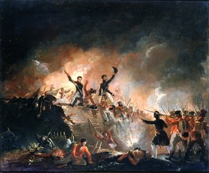 1814年8月15日、エリー砦でのイギリス軍の反発、1840年 作： E. C. Watmough