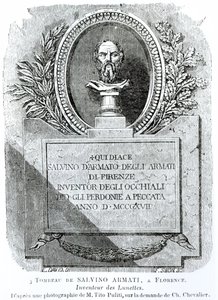 F.サイモンによって彫刻されたサルヴィーノアルマーティの墓（d.1317）、アーサーシュヴァリエ（1830-72）1861による「Hygiene de la Vue」からの最前線 作： E. David