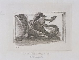 グリーン ドラゴン インの看板、ビショップスゲート、ロンドン、1871 年