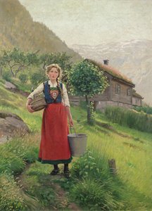 夏の山の牧場少女 作： E. Normann