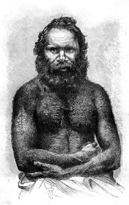 オーストラリア原住民、1886 作： Etienne Antoine Eugene Ronjat