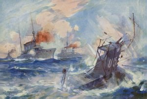 HMSバーミンガムによるドイツの潜水艦U-15の沈没