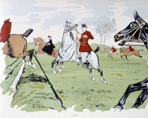 乗馬の障害物競走 - Thelemによる描画 作： E. Thelem