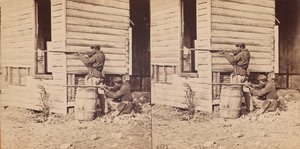 「ダッチ ギャップ近くで勤務中のカラード ピケット」、1864 年。 作： E. and H.T. Anthony