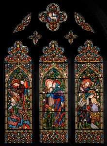 受胎告知、面会、そしてキリスト降誕、1860年頃 作： E. and Halliday Burne Jones