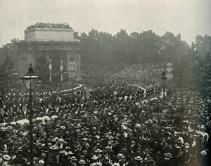 カナディアンプレミアザホンの到着。ハイドパークコーナーのウィルフリッドローリエ、1897年。