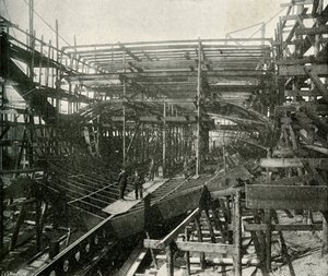 戦艦の建造：テムズ鉄工所で進行中の最高級巡洋艦、c1897