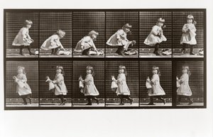 人形で遊ぶ子供、アニマルロコモーションのプレート481、1887 作： Eadweard Muybridge