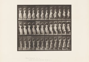 プレート146。下降傾斜、左肩に水筒を回す 作： Eadweard Muybridge
