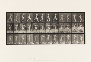 プレート175。釣り竿と缶で飛石で小川を渡る 作： Eadweard Muybridge