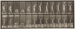 プレート222。水筒を頭にかがめて持ち上げ、回転させる 作： Eadweard Muybridge