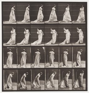 プレート231。列車を整列させるために身をかがめ、ターンする 作： Eadweard Muybridge