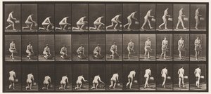 プレート251。左膝にひざまずいて、左手にバスケット、そして上昇、1872-1885 作： Eadweard Muybridge