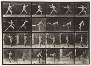 プレート361。投げ槍、1872-1885 作： Eadweard Muybridge