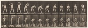 プレート376.鍛冶屋、アンビルに槌で打つ、両手、1872-1885 作： Eadweard Muybridge