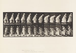 プレート437バケツを置いて掃く準備をする 作： Eadweard Muybridge