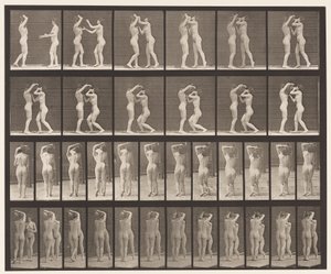 プレート445。2つのモデル-1の肩に水瓶から飲む-8 作： Eadweard Muybridge