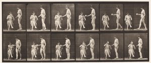 プレート450。2つのモデル、8杯のお茶、1テイクのカップとドリンク、1872〜1885 作： Eadweard Muybridge
