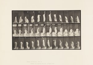 プレート459.椅子を踏み、手を伸ばして下降する、1885 作： Eadweard Muybridge
