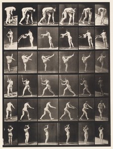 プレート526A、ボールを持ち上げる、B、バケツの水を空にする 作： Eadweard Muybridge