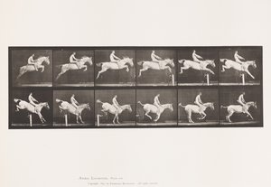 プレート643.ハードルを跳ぶ；ベアで；クリアリングとランディング 作： Eadweard Muybridge