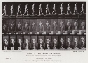 動きのある人間像傾斜を登るアスリート（モノクロ写真 作： Eadweard Muybridge