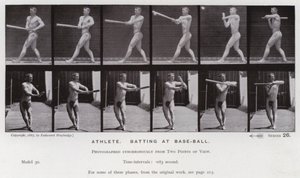 動く人間の姿。アスリート、ベースボールのバッティング（モノクロ写真
