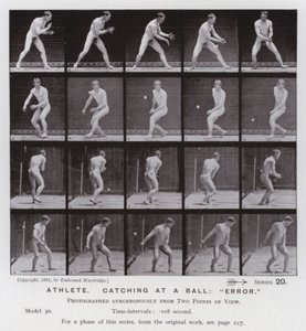 動きのある人間像。アスリート、キャッチボールで「エラー」（モノクロ写真 作： Eadweard Muybridge