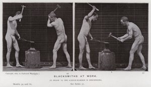 動いている人物：鍛冶屋が働いている 作： Eadweard Muybridge