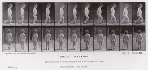 動く人間の姿。子供、歩行（モノクロ写真 作： Eadweard Muybridge