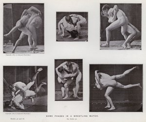 動きのある人物：レスリングの試合のいくつかのフェーズ 作： Eadweard Muybridge