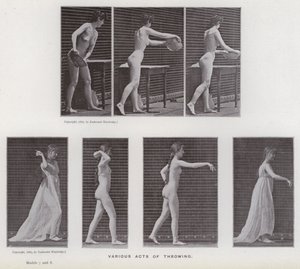 動く人間の姿。様々な投擲行為（モノクロ写真 作： Eadweard Muybridge