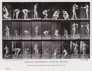 動きのある人間像。自立した様々な動き（モノクロ写真 作： Eadweard Muybridge