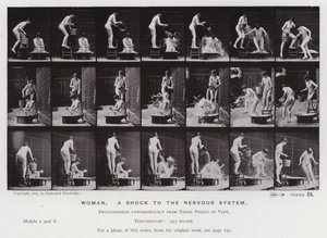 動く人間の姿。女性、神経系に衝撃を与える（モノクロ写真 作： Eadweard Muybridge