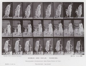 動いている人物：女性と子供、走っている 作： Eadweard Muybridge