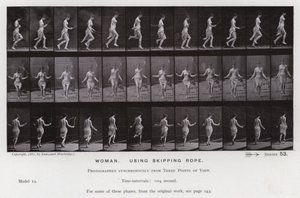 ザ・ヒューマン・フィギュア・イン・モーション縄跳びをする女性（白黒写真 作： Eadweard Muybridge