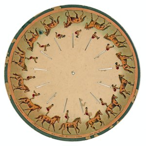 1893年に宙返りをしている曲芸師を示すzoopraxiscopeディスク