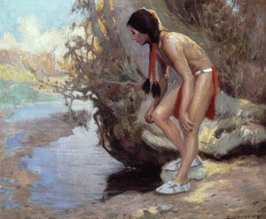 待ち伏せでは、1915-16 作： Eanger Irving Couse