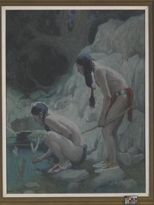 聖なる水（キャンバスに油彩） 作： Eanger Irving Couse