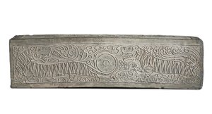 2匹のトラ（セラミック）を備えた大きな成形された灰色の葬式建築要素 作： Eastern Han Dynasty Chinese School