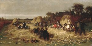 ナンタケットでのトウモロコシハスク1875。 作： Eastman Johnson