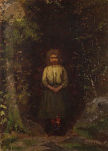 ヒルサイド（直腸）。 森の少女 (裏面) 作： Eastman Johnson