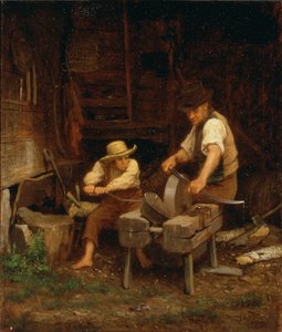 鎌を研ぐ、1864 作： Eastman Johnson