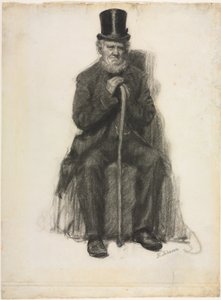 老人の習作（ピーター・フォルガーの肖像画のための習作かもしれない）1886年頃（黒チョーク） 作： Eastman Johnson