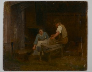 逃亡奴隷 (板紙に油彩) 作： Eastman Johnson
